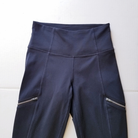 🌸 Athleta | High Waist Leggings + Zipper XS,‎ Black - Picture 2 of 8